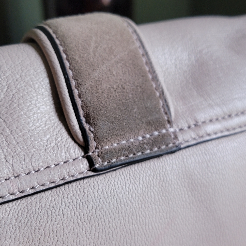 Kate Spade Hunts Place Marsi Taupe Leather Suede Saddle Crossbody Bag - Picture 13 of 16